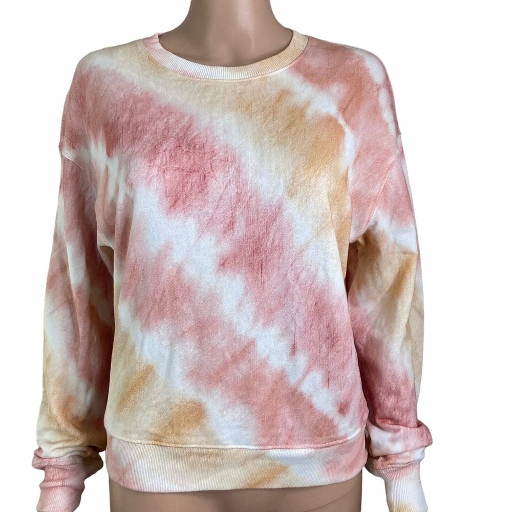 Rails Tie-Dye Crewneck Sweatshirt in Pink, White & Tan